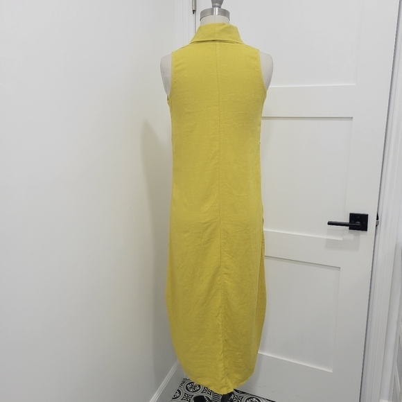 For Cynthia Linen Blend Cowl Neck Dress Mustard Yellow Size XS - Picture 5 of 10